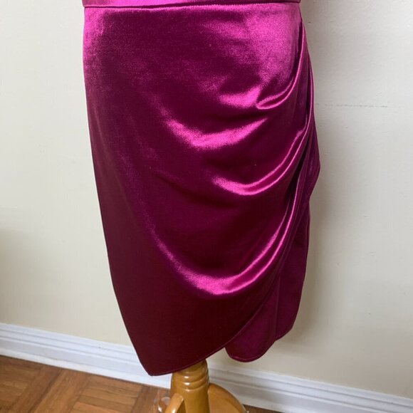 BCX Women's Juniors Cowl Neck Asymmetrical Ruched Dress Sz 9 in Pomegranate - Picture 5 of 12